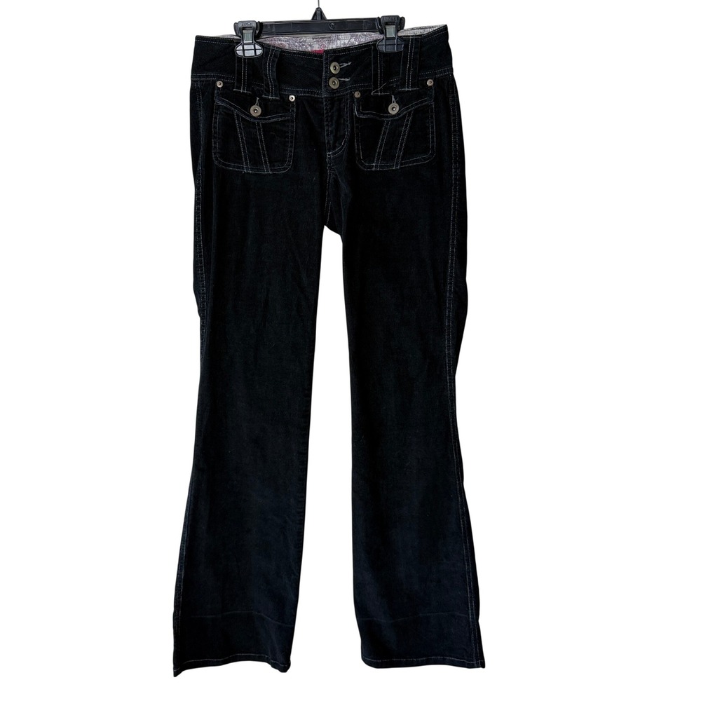 Y2K SO Stretch Black Corduroy Low Rise Flare Jr 5 Fits 6-8 31x32.5 Indie‎ Sleaze
